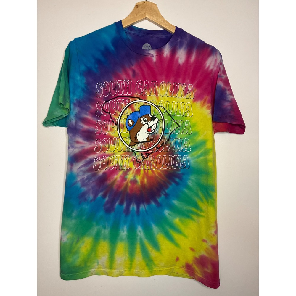 Buc-ee's South Carolina Rainbow Tie Dye T-Shirt Small Beaver Mascot Graphic Tee